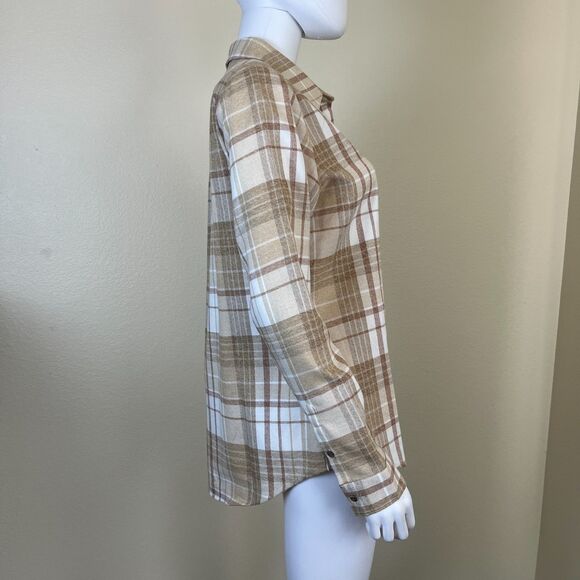 Kuhl Kamila Flannel Women Size M Copper Plaid Button Up Outdoor Casual Top Hike - Picture 14 of 16